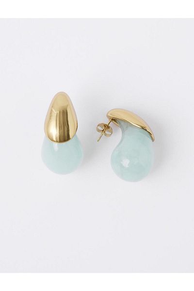 Jimmy Key Modern Cut Earrings with Gold Color Drop Figures