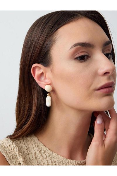 Jimmy Key Cream Color Marble Look Dangle Earrings