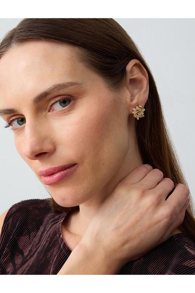 Jimmy Key White Shiny Cat's Eye Earrings