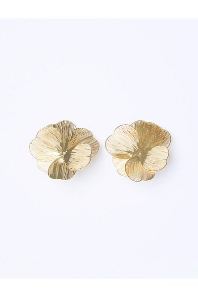 Jimmy Key Gold Color Sparkling Flower Figured Earrings
