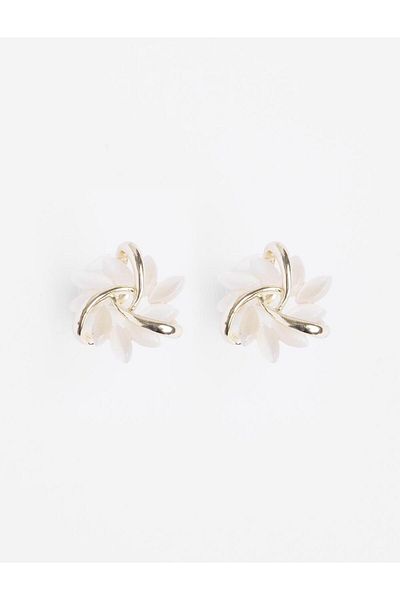 Jimmy Key White Shiny Cat's Eye Earrings