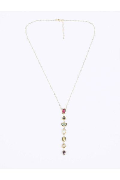 Jimmy Key Adjustable Necklace with Mixed Geometric Stone Figures