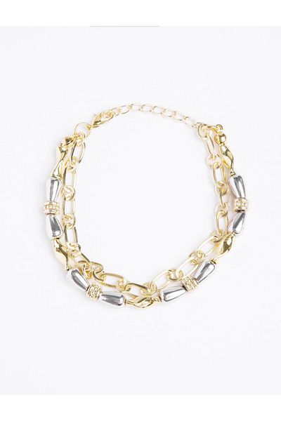 Jimmy Key Gold Color Shiny Double Chain Bracelet