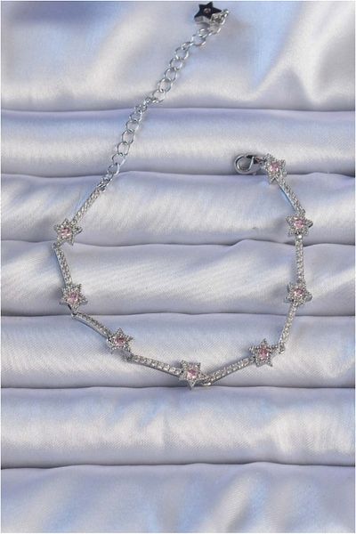 Skygo Brass Silver Colored Zircon Cubic Zirconia Star Bracelet - Tj-Bb6300