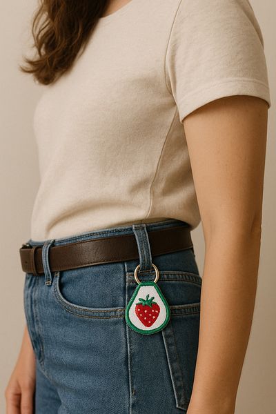 AYDK Strawberry Embroidered Multi-Purpose Keychain Charm |   Jeans Pants Bag Shoes AirPods Compatible