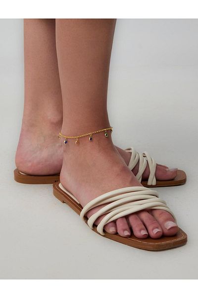 Jimmy Key Gold Color Swinging Stone Figured Anklet