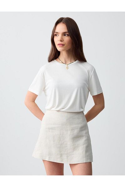 Jimmy Key Stone 100% Linen Straight Cut Mini Shorts Skirt