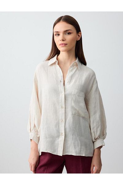 Jimmy Key Loose Stone Collar Linen Shirt
