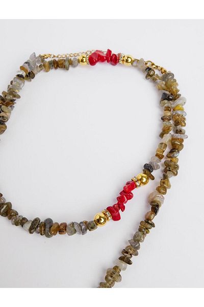 Jimmy Key Mixed Natural Stone Detailed Adjustable Necklace Set