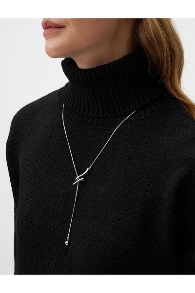 Jimmy Key Silver Color Figured Long Adjustable Necklace