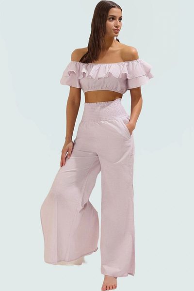 PayBuy Summer Striped Cotton Blouse Pants Suit Special Design for Beach Chic Comfortable and Stylish