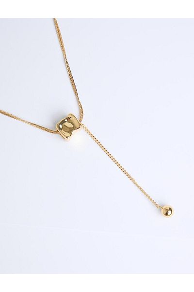 Jimmy Key Gold Color Adjustable Necklace with Shiny Ball Detail