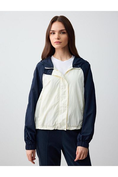 Jimmy Key Ecru Long Sleeve Hooded Woven Raincoat