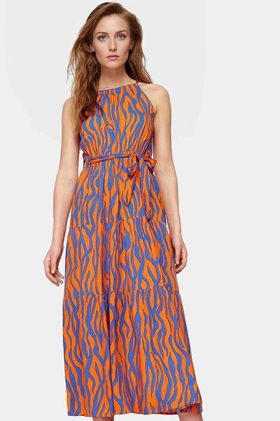 PayBuy A Line Maxi Viscose Blend Summer Dress Sleeveless Halter Neckline Design Stylish Look
