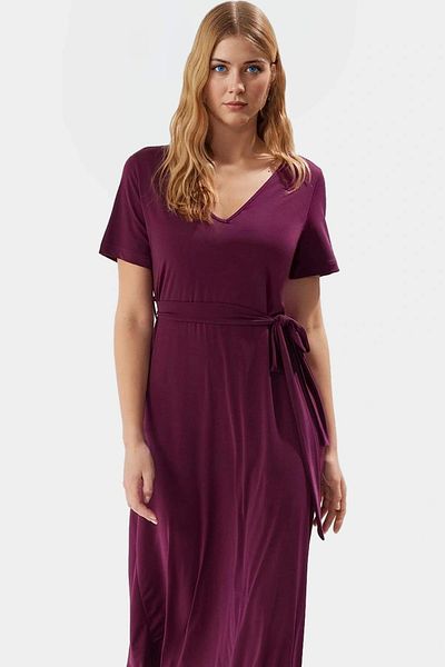 PayBuy Maxi Knitted Dress V-Neck Belted Short Sleeve Casual Summer Quality Craftsmanship Professional Look
