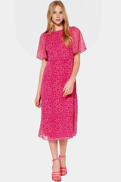 PayBuy Chiffon Midi Dress a Line Mold Angel Sleeve Animal Pattern Summer Zarifane Design Distinguished Material