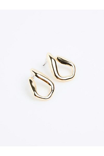 Jimmy Key Gold Color Asymmetrical Pattern Metal Earrings