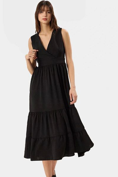 PayBuy Women's Midi Length V Neck Aerobin Woven Dress Comfortable Casual Style Trend Design Modern