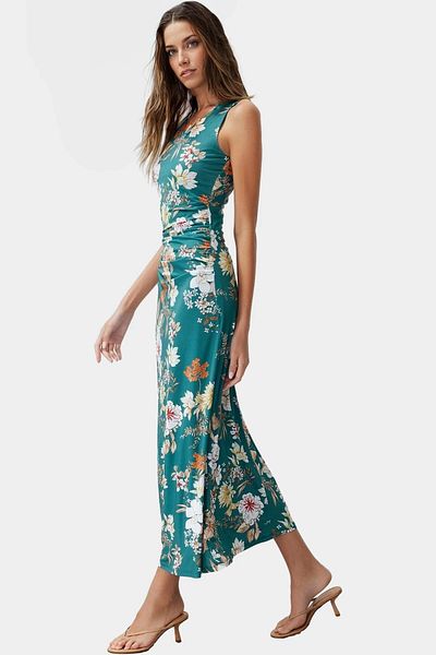 PayBuy Summer Floral Bodycon Dress Maxi Length Knitted Fabric Premium Quality Professional Look Long Lasting