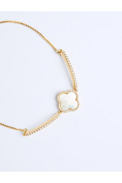 Jimmy Key Shiny Bracelet with Gold Color Clover Figure