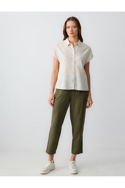 Jimmy Key Stone Short Sleeve Straight Cut Linen Blend Shirt