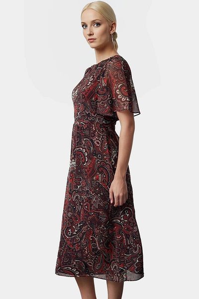 PayBuy Chiffon Midi Dress a Line Mold Angel Sleeve Animal Pattern Summer Zarifane Design Distinguished Material