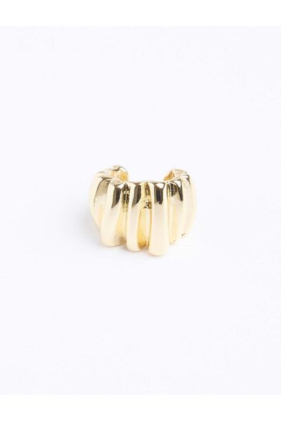 Jimmy Key Gold Color Crimp Patterned Joint Earrings