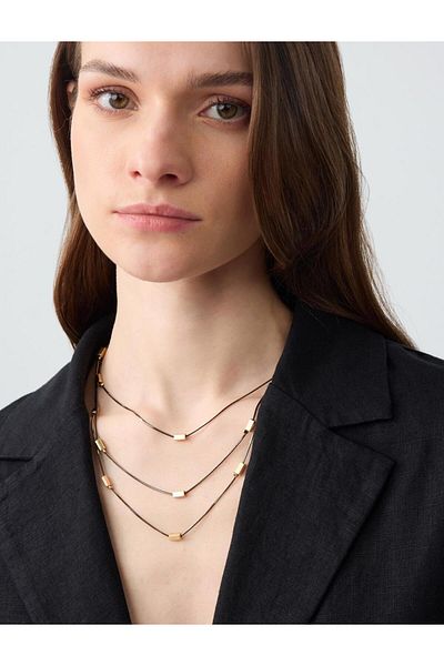 Jimmy Key Mixed Rectangular Figured Triple Necklace