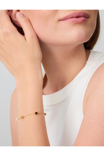 Jimmy Key Gold Color Square Figured Adjustable Chain Bracelet