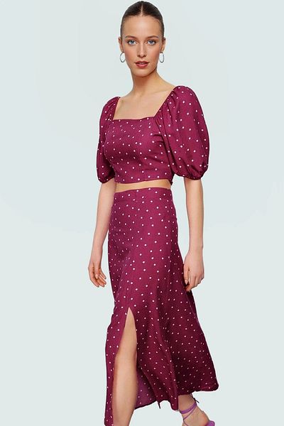 PayBuy Stylish Polka Dot Viscous Blouse Skirt Suit Fitted Fit Summer Trend Design Durable Material