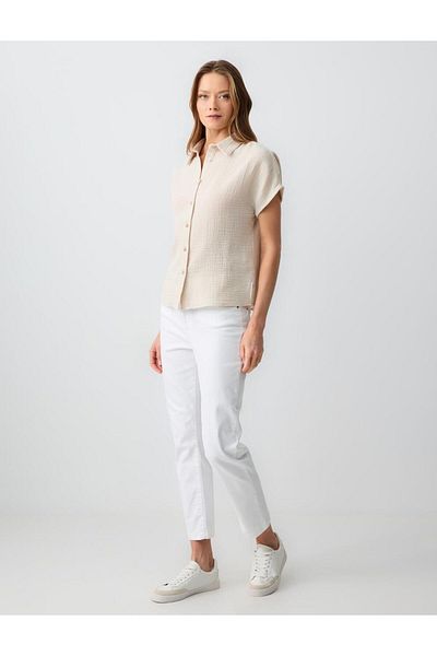 Jimmy Key Beige Short Sleeve Cotton Woven Shirt