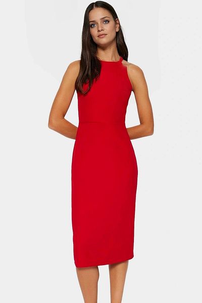 PayBuy Elegant Halter Neck Midi Dress Body-Hugging Cutout Woven Fabric Stylish Casual Style Professional Look