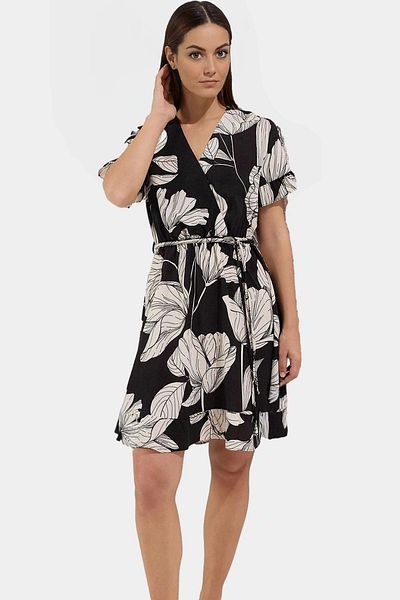 PayBuy Summer Mini Dress V-Neck Linen Look 85% Viscose Comfortable Casual Style Distinguished Material High Quality