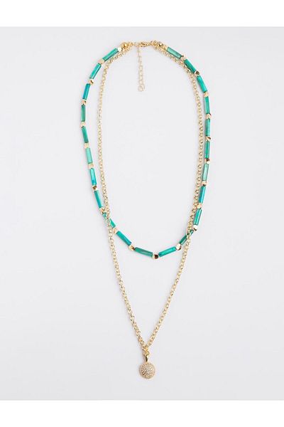 Jimmy Key Green Pearlescent Adjustable Double Necklace