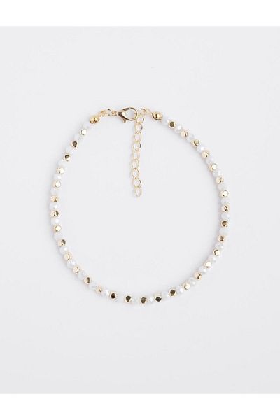 Jimmy Key White Metal Bead Detailed Anklet
