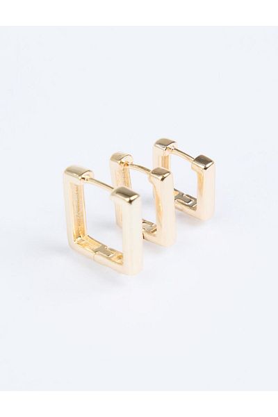 Jimmy Key Gold Color Square Figured Triple Earrings Set