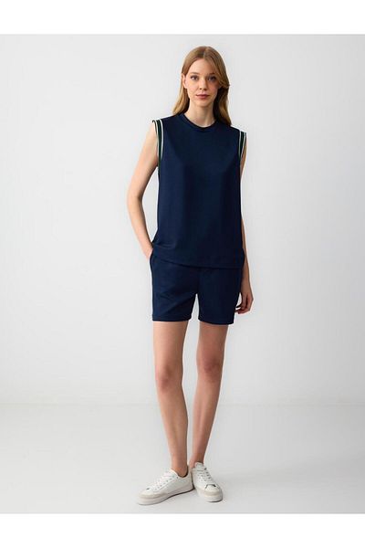 Jimmy Key Tricou modal tricotat fără mâneci, albastru bleumarin