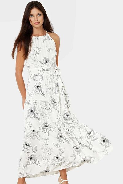 PayBuy A Line Maxi Viscose Blend Summer Dress Sleeveless Halter Neckline Design Stylish Look