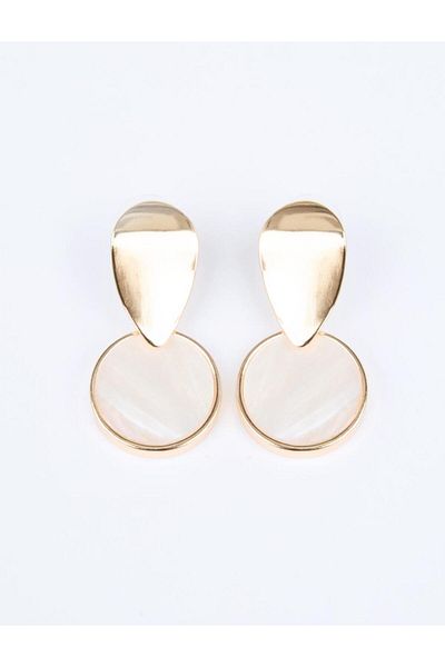 Jimmy Key White Geometric Figure Dangle Earrings