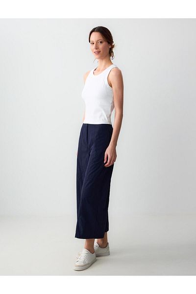 Jimmy Key Navy Blue Loose Woven Trousers