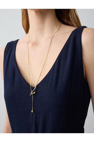 Jimmy Key Gold Color Figured Long Adjustable Necklace
