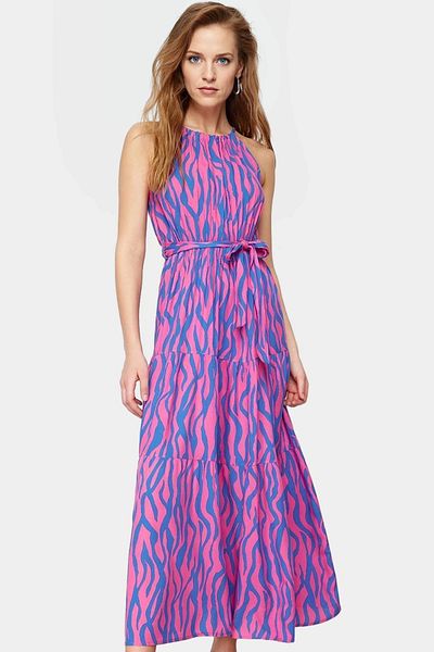 PayBuy A Line Maxi Viscose Blend Summer Dress Sleeveless Halter Neckline Design Stylish Look