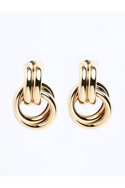 Jimmy Key Gold Color Shiny Metal Earrings
