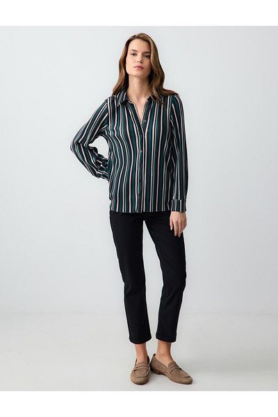 Jimmy Key Mixed Slim Fit Long Sleeve Line Print Woven Shirt