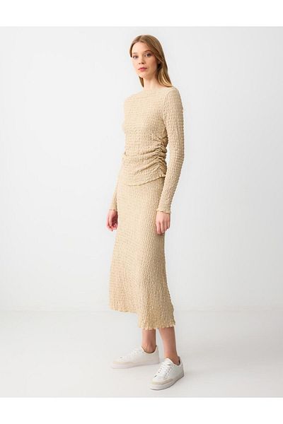 Jimmy Key Mink Relaxed Fit Regular Waist Textured Knitted Midi Skirt