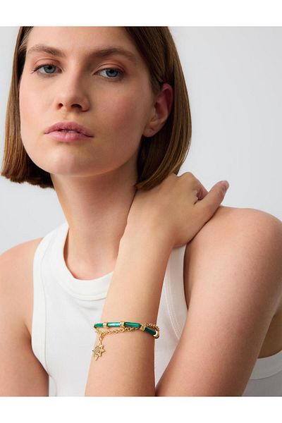 Jimmy Key Adjustable Double Bracelet with Green Star Figure