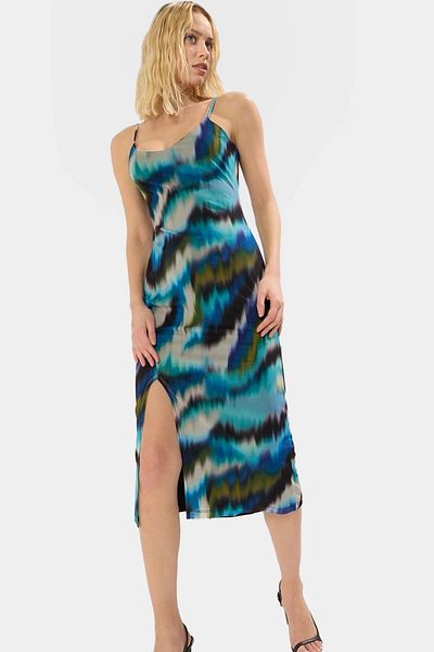 PayBuy Stylish V Neck Midi Tulle Dress Knitted Fabric Bodycon Cut Summer High Quality Durable Material