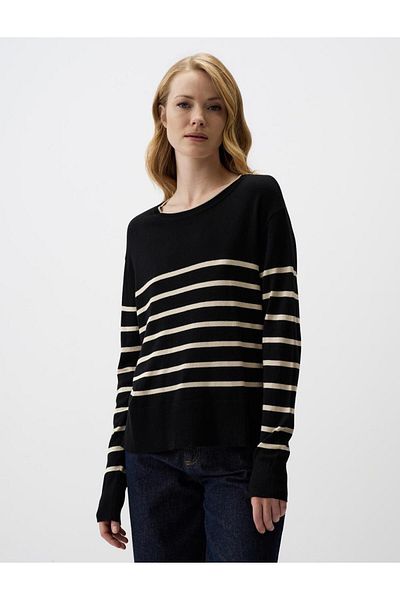 Jimmy Key Pulover negru din tricotaje cu model cu dungi