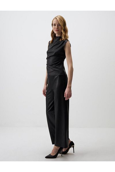 Jimmy Key Black Normal Waist Elastic Waist Janjan Knitted Trousers