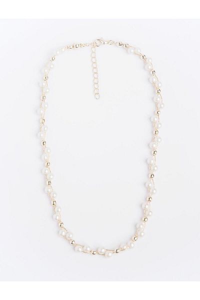 Jimmy Key Gold Color Pearl Detailed Adjustable Necklace